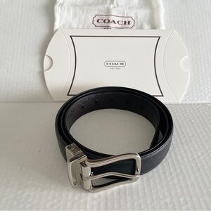 Coach Reversible Black to Brown Leather Men's Belt with Silver Turn Buckle